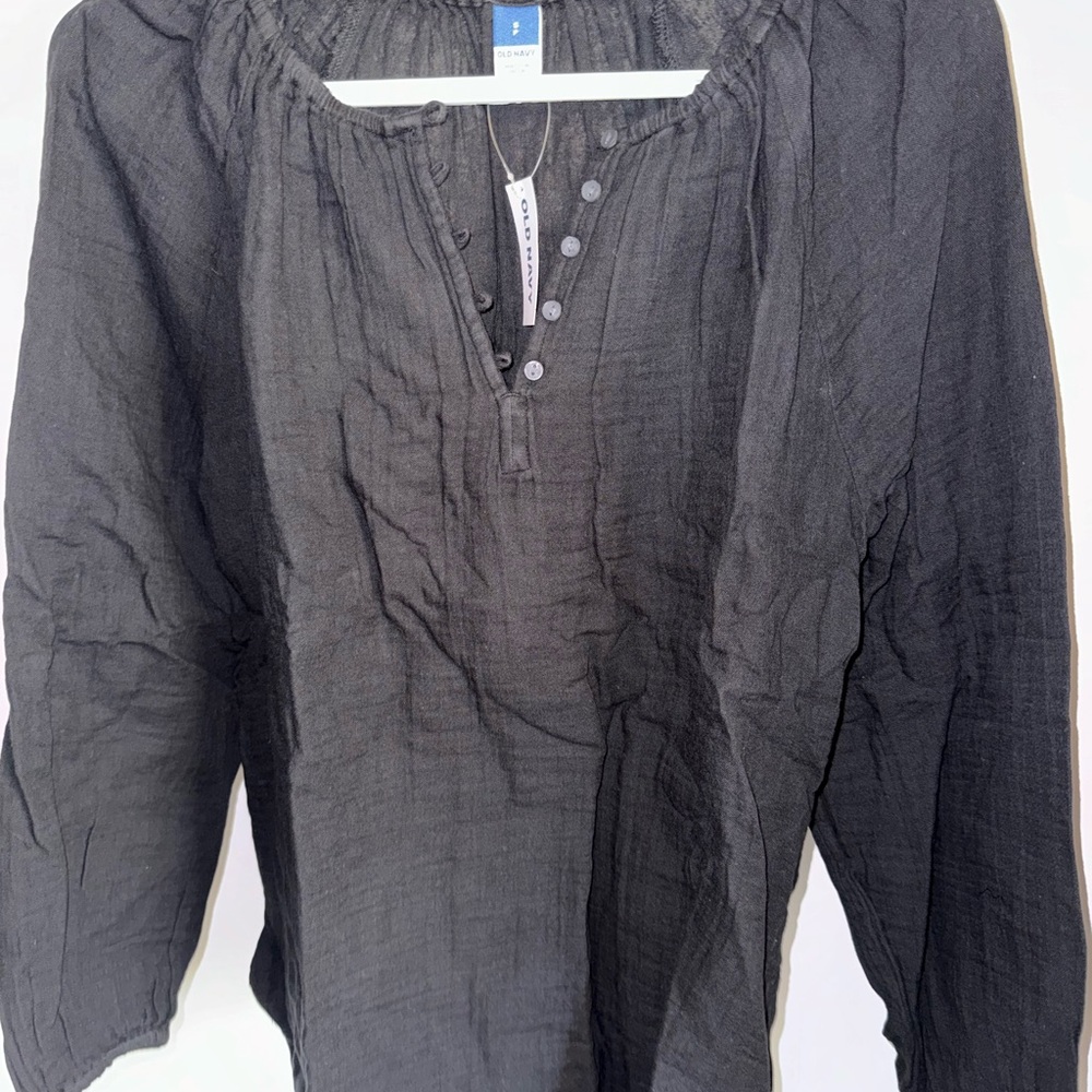 Black Linen Blouse